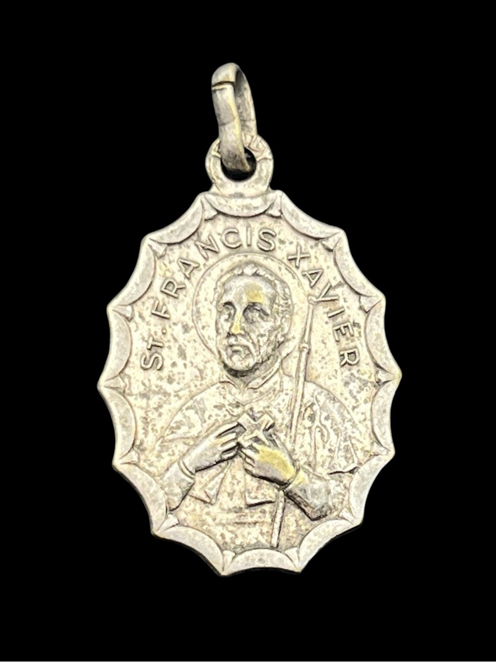Saint Francis Xavier Catholic religious silver tone pendant for necklace